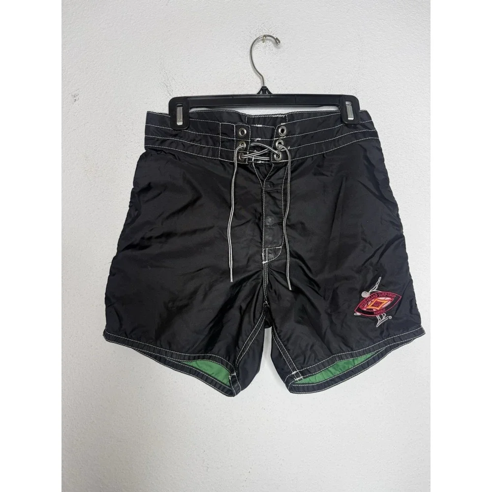 Birdwell Beach Britches Black Board Shorts Mens 29 Made in USA Surf Swim Trunks